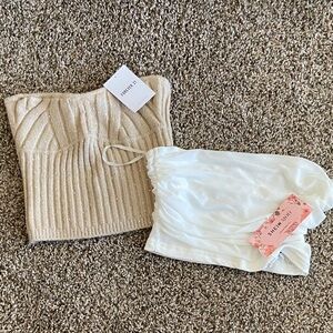 Forever 21 Beige Knit Top and White tube top set